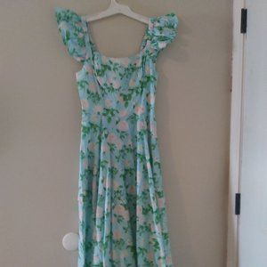 Hill House Home blue roses Daphne dress size small